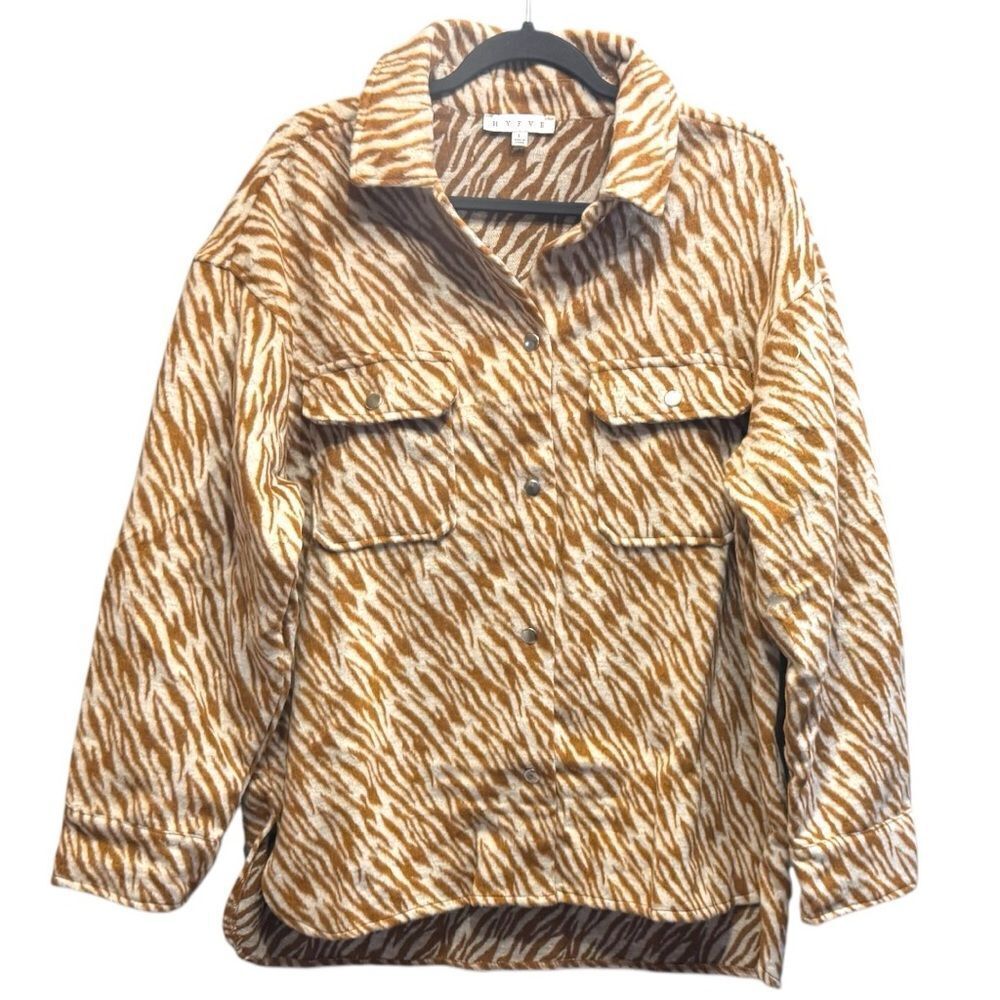 Zebra Print Snap Down Long Sleeve Shacket Size Large New with Tags - Picture 4 of 9
